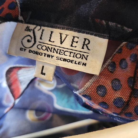 Vintage The Silver By Dorothy Schoelen Sheer Novelty Blouse Multicolored Size L - Picture 7 of 8